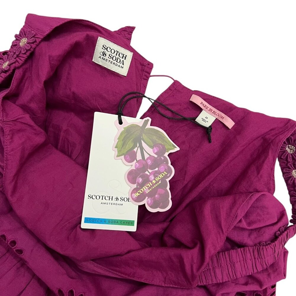 Scotch & Soda Girls Park in Bloom Layered Eyelet Dress Purple 14 Cottagecore - Picture 8 of 16